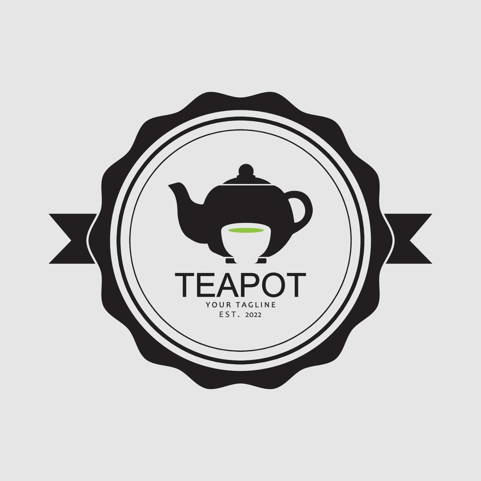 bebida café e chá bule logotipo ilustração vetorial design vetor