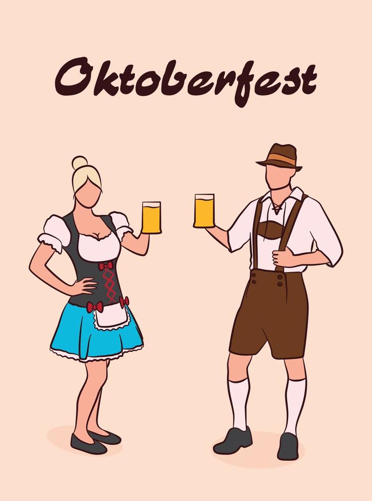 casal bávaro. oktoberfest. desenho vetorial. vetor