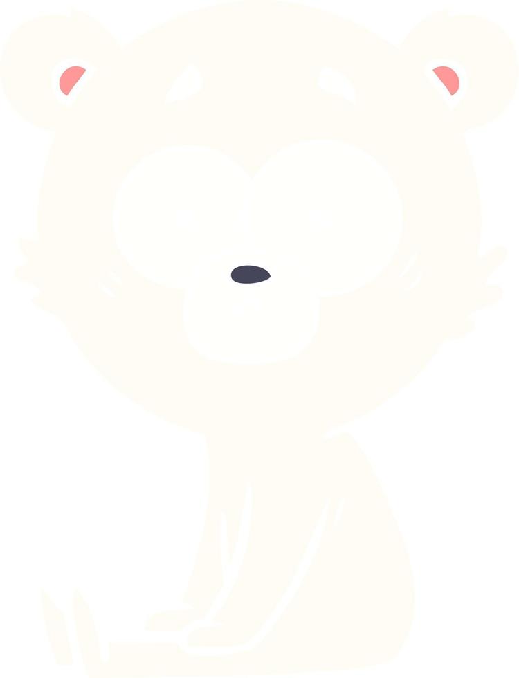 desenho animado de estilo de cor plana de urso polar nervoso vetor