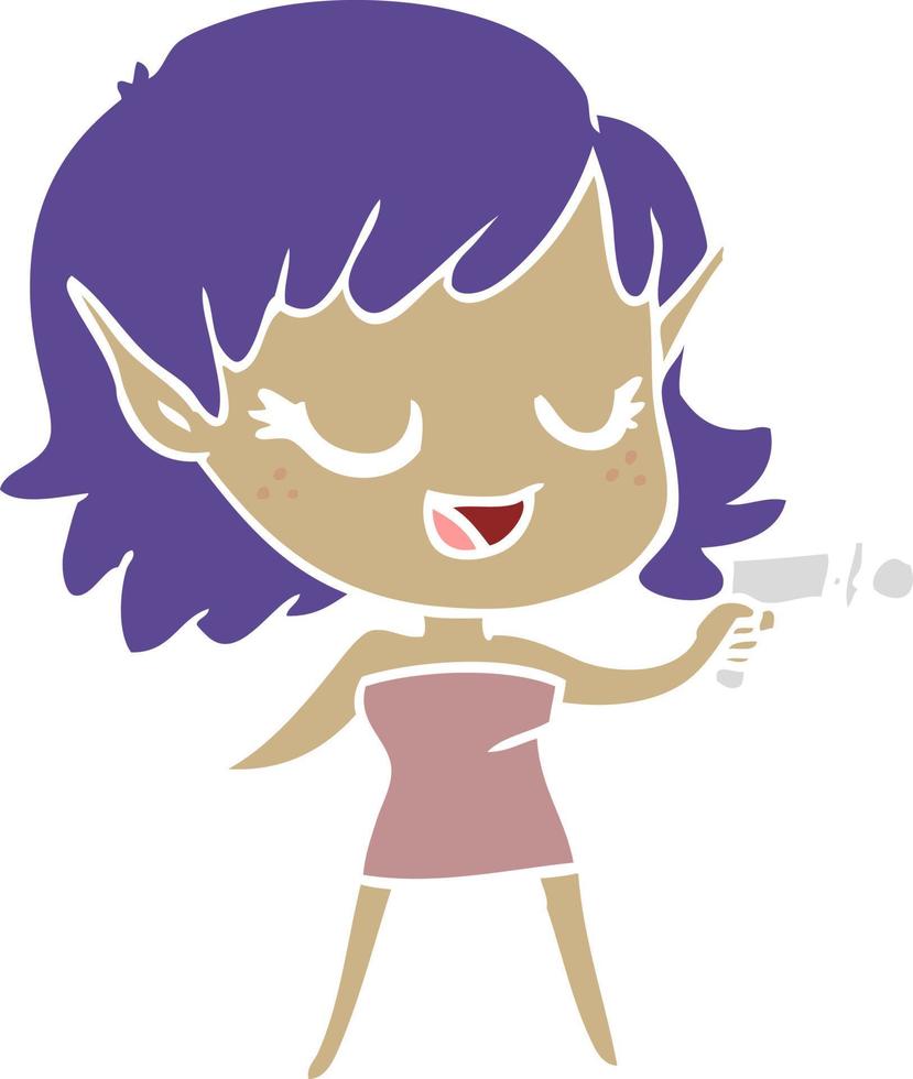 garota de espaço de desenho animado de estilo de cor plana feliz com arma de raios vetor