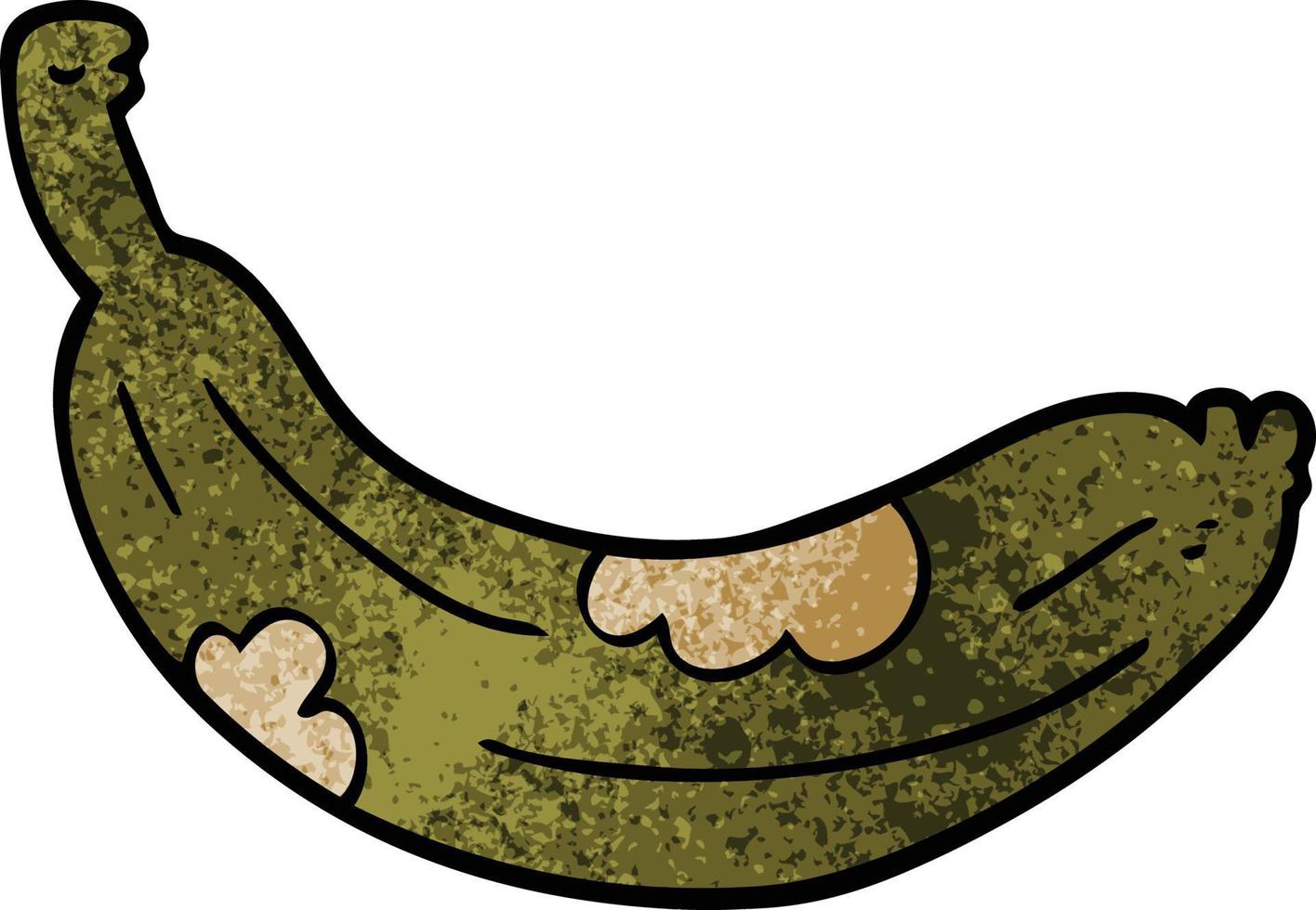 desenho animado doodle banana podre vetor