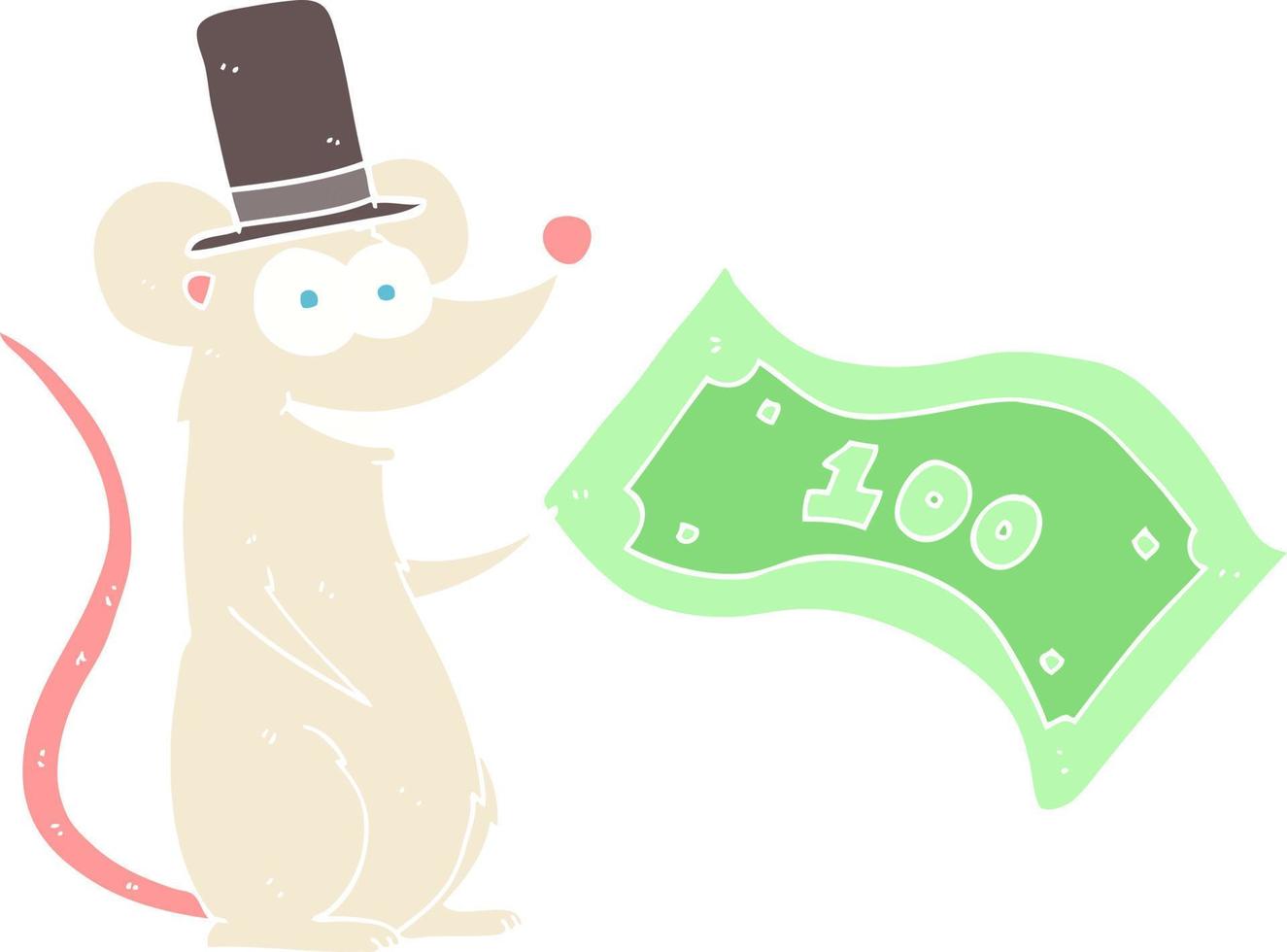 ilustração de cor plana de um rato rico em desenhos animados vetor