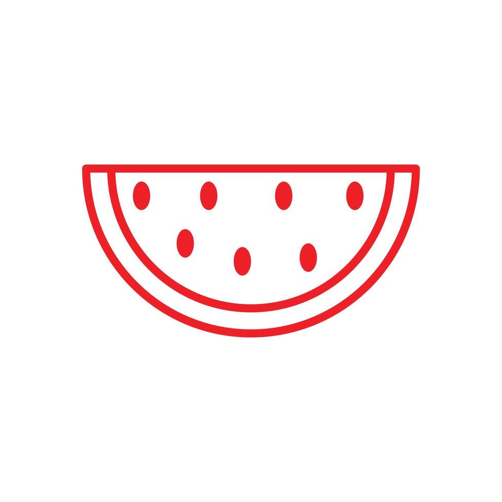 eps10 melancia vector vermelho fatiado ícone de linha madura isolado no fundo branco. símbolo de contorno de frutas de melancia em um estilo moderno simples e moderno para o design do seu site, logotipo e aplicativo móvel