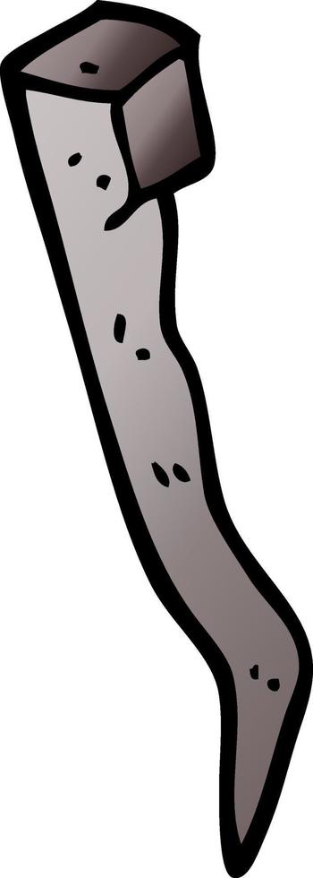 doodle de desenho animado antigo prego de ferro dobrado vetor