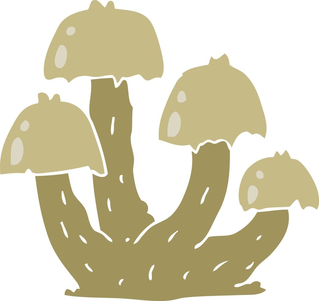 cogumelos de desenhos animados de estilo de cor plana vetor