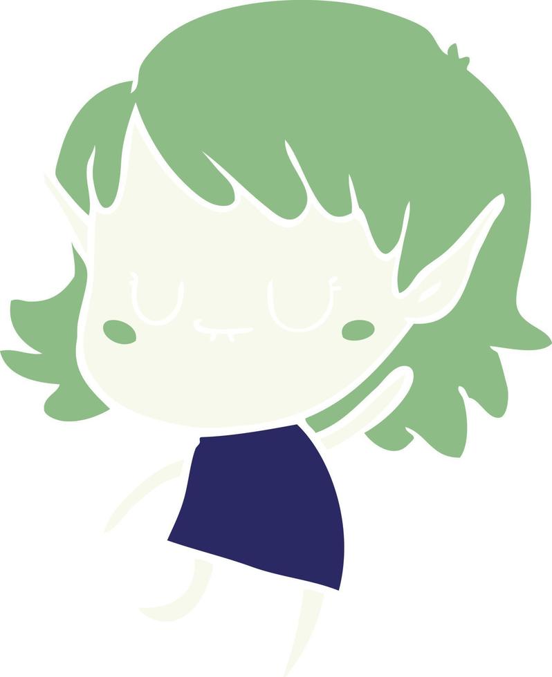 garota elfa de desenho animado estilo de cor plana feliz usando vestido vetor