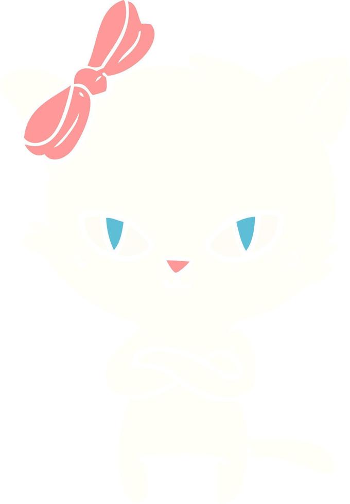 gato de desenho animado de estilo de cor plana bonito vetor