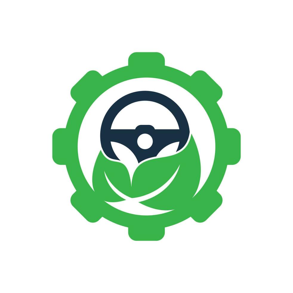 design de logotipo de vetor de volante eco. volante e símbolo ou ícone de forma de engrenagem.