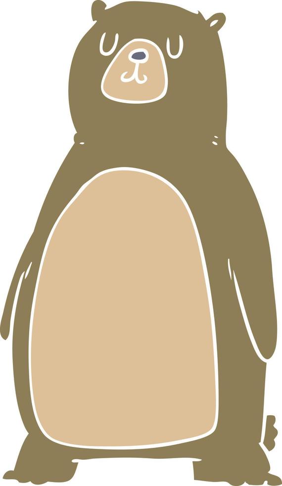 urso de desenho animado de estilo de cor plana vetor