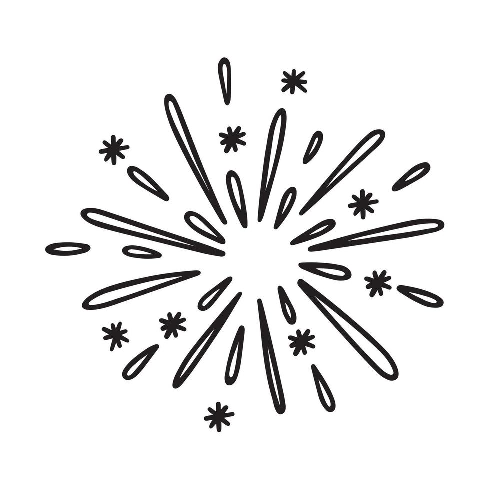 doodle de fogos de artifício desenhados à mão. ilustração vetorial isolada no fundo branco vetor
