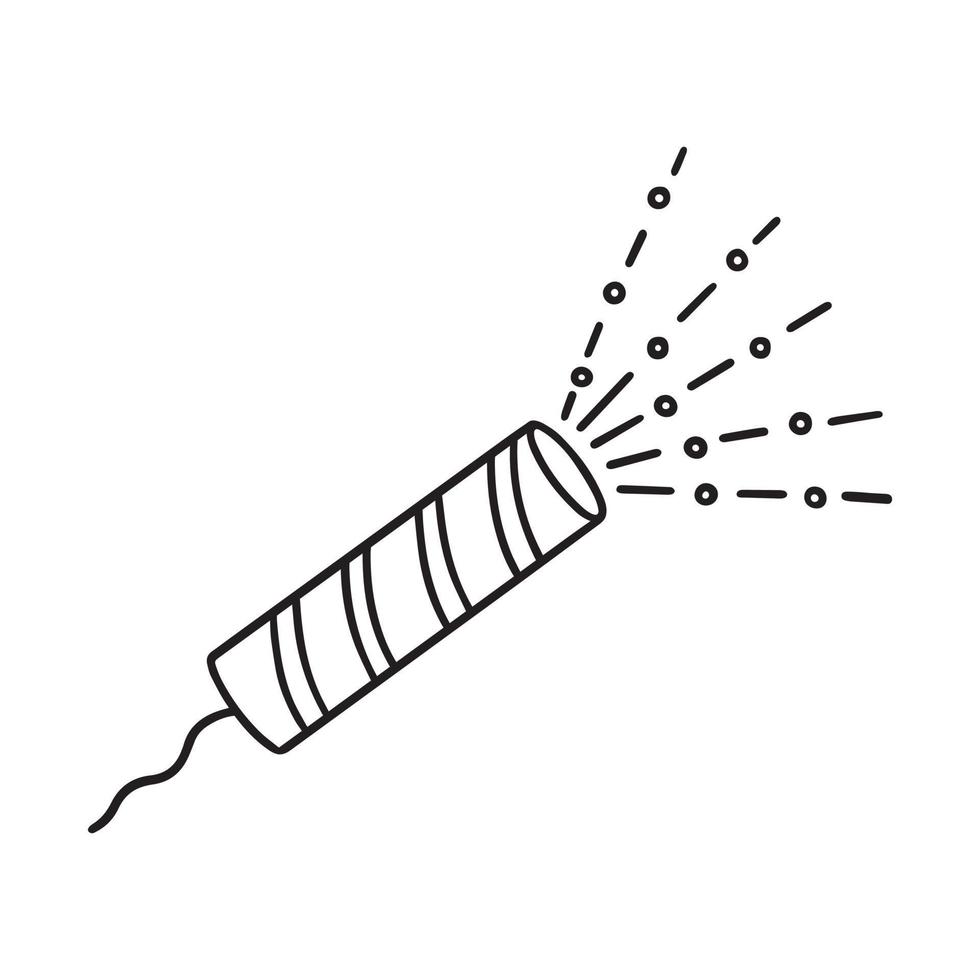 doodle de fogos de artifício desenhados à mão. foguete em estilo de desenho. ilustração vetorial isolada no fundo branco vetor