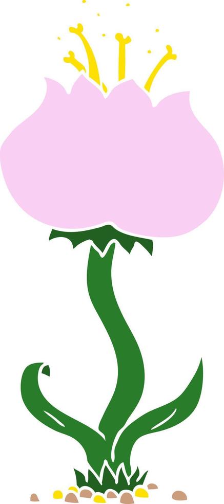flor exótica dos desenhos animados de estilo de cor plana vetor