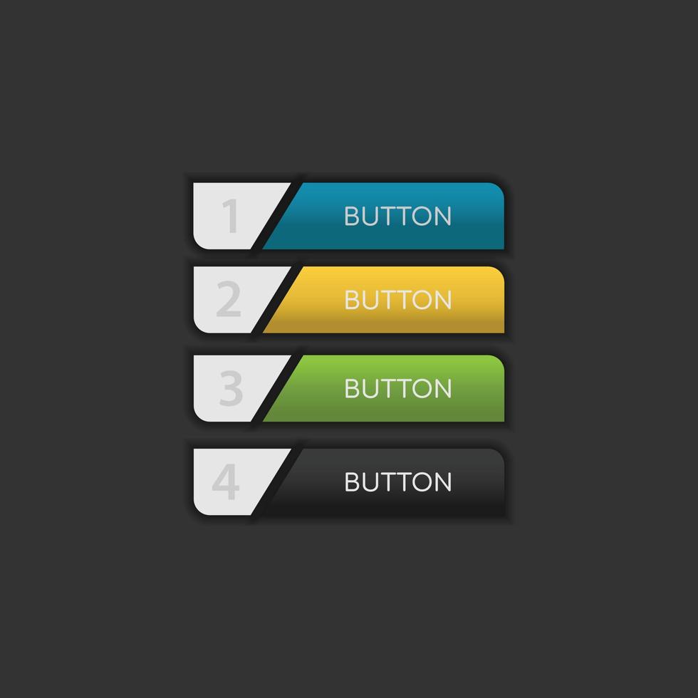 botão de cor do aplicativo web e interface do usuário em fundo escuro vetor
