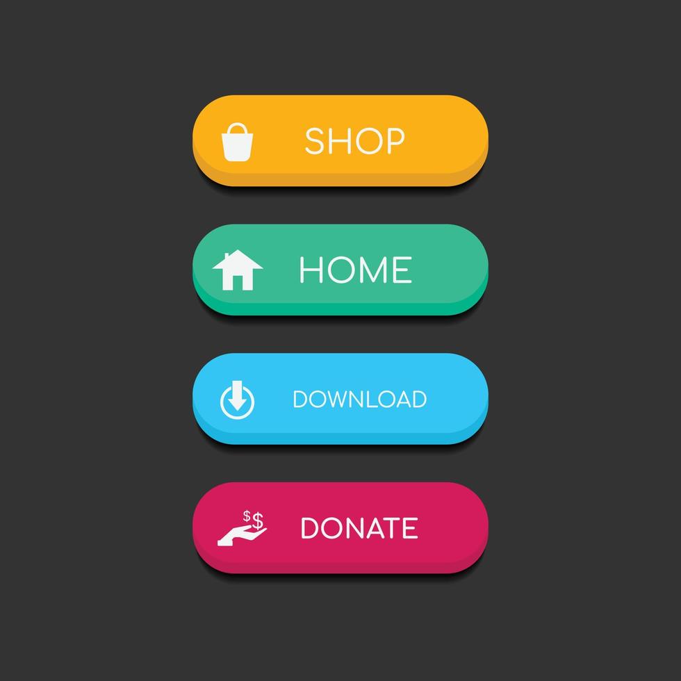 botão web colorido em um fundo escuro vetor