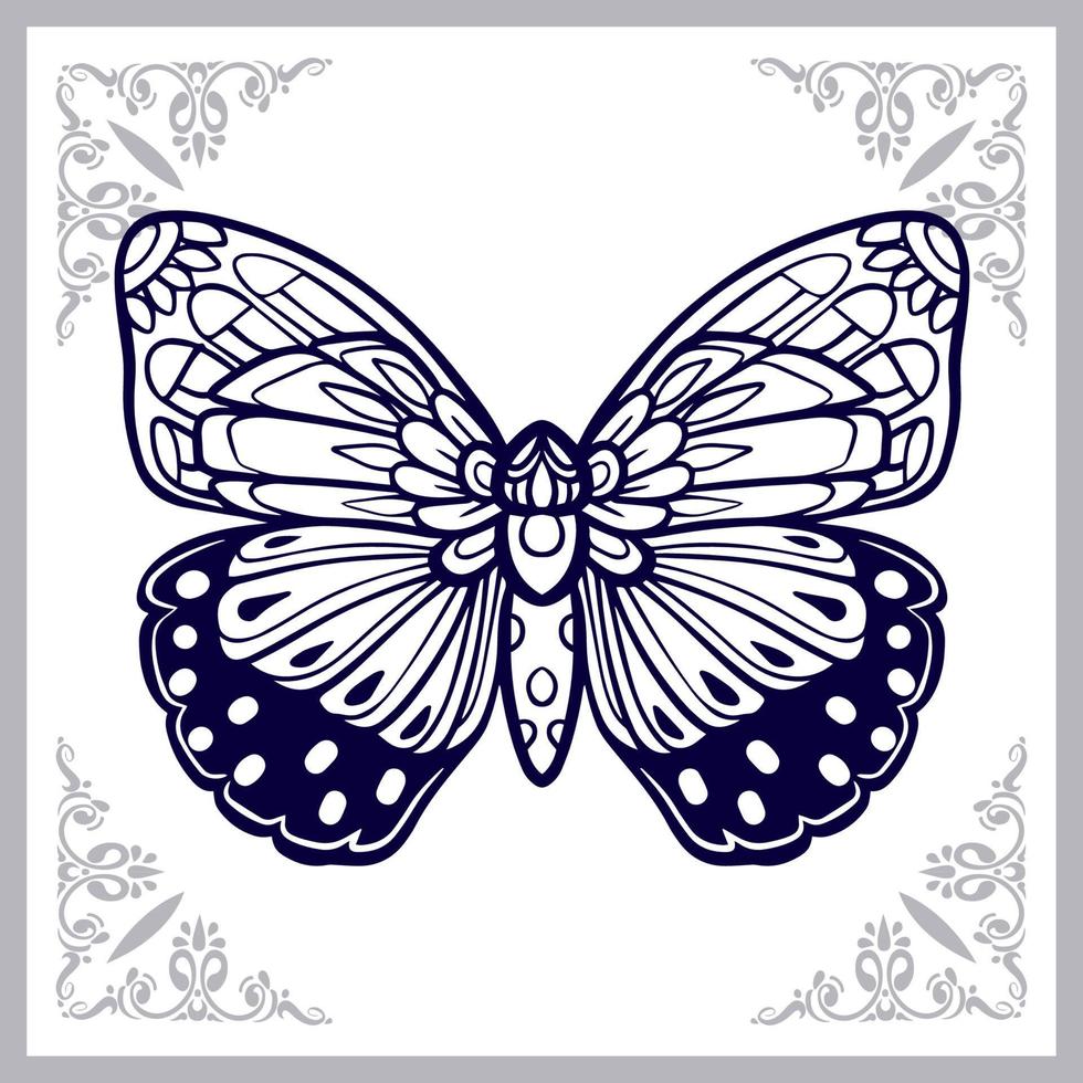 artes de mandala de borboleta isoladas no fundo branco vetor