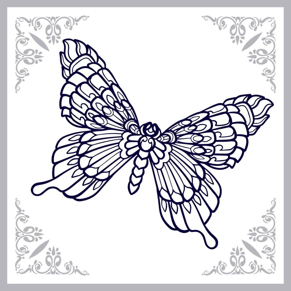 artes de mandala de borboleta isoladas no fundo branco vetor