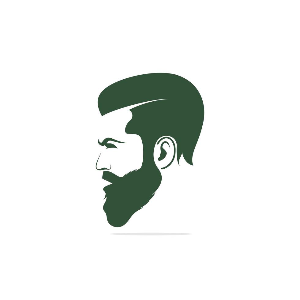 emblema de vetor de barbearia de homem barba hipster. rosto de homem barbudo, personagem hipster.