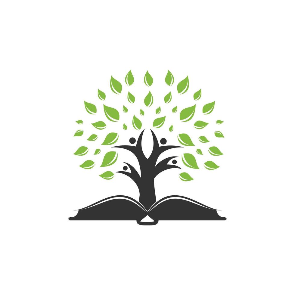 logotipo humano da árvore da vida saindo do design do livro. inspiração, design de logotipo de vetor de educação