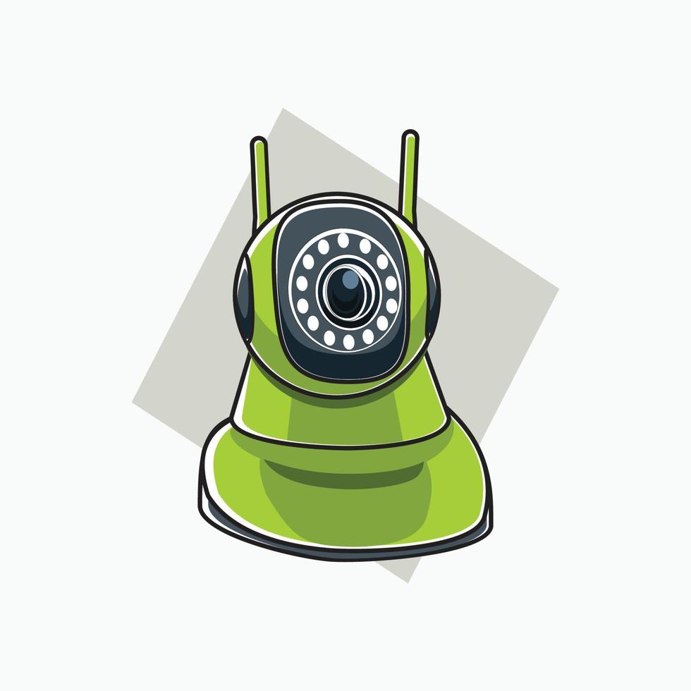 ícone de antena dupla wi-fi cctv - cor verde - ícone, símbolo, logotipo de desenho animado para sistema de segurança vetor