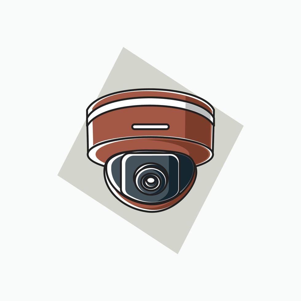 ícone de cctv interno em forma redonda - cor marrom - ícone, símbolo, logotipo de desenho animado para sistema de segurança vetor