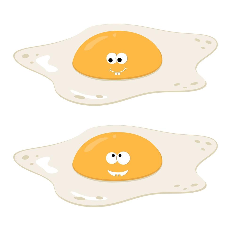 ovos fritos de personagem fofo. ilustração em vetor cor isolada de desenhos animados kawaii.