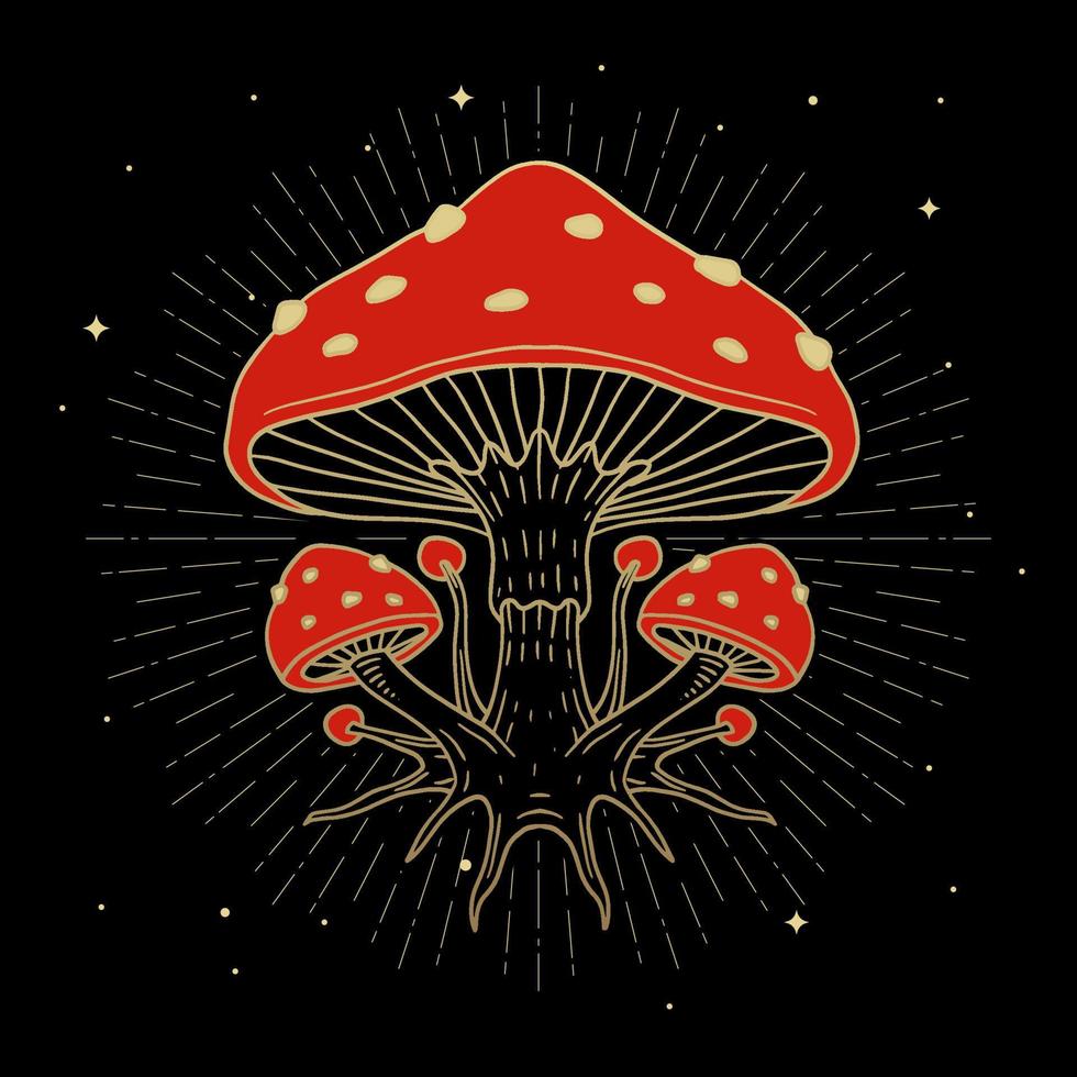 cogumelo de junco russula aurea na gravura ilustração desenhada à mão vetor