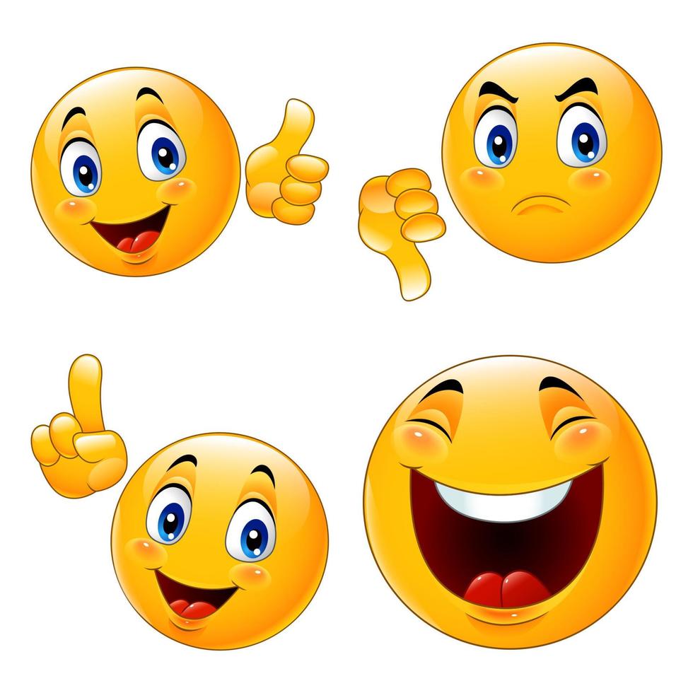 coleções de ilustração de emoticon de smiley de desenho animado vetor