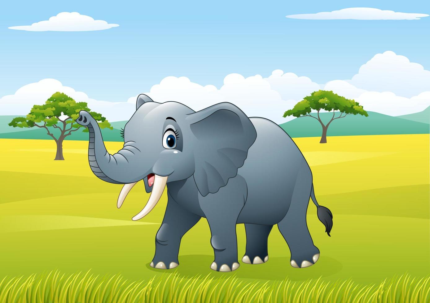 elefante engraçado dos desenhos animados na selva vetor