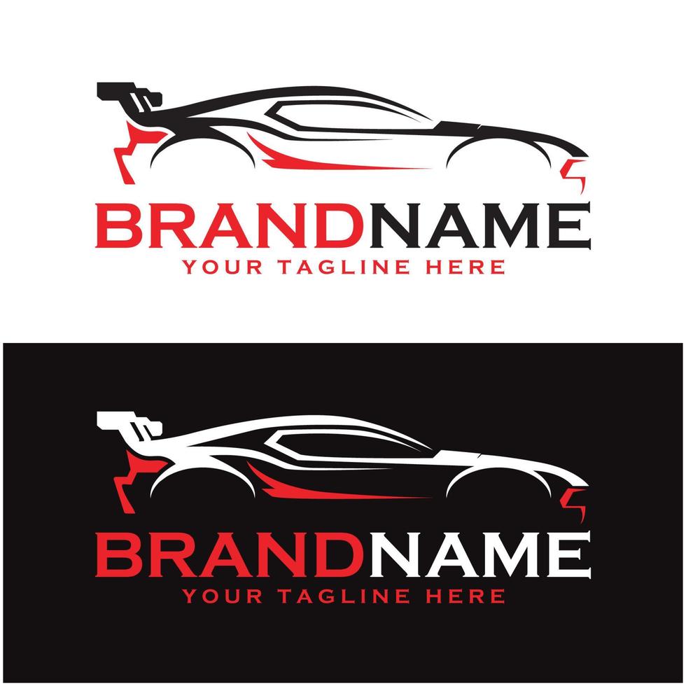 conjunto de logotipo de carro de corrida criativo com modelo de slogan vetor