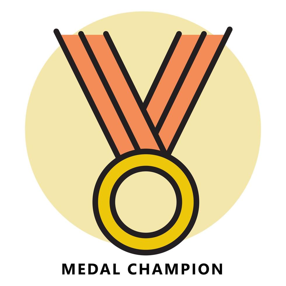 desenho de ícone de campeão de medalha. vetor de símbolo vencedor