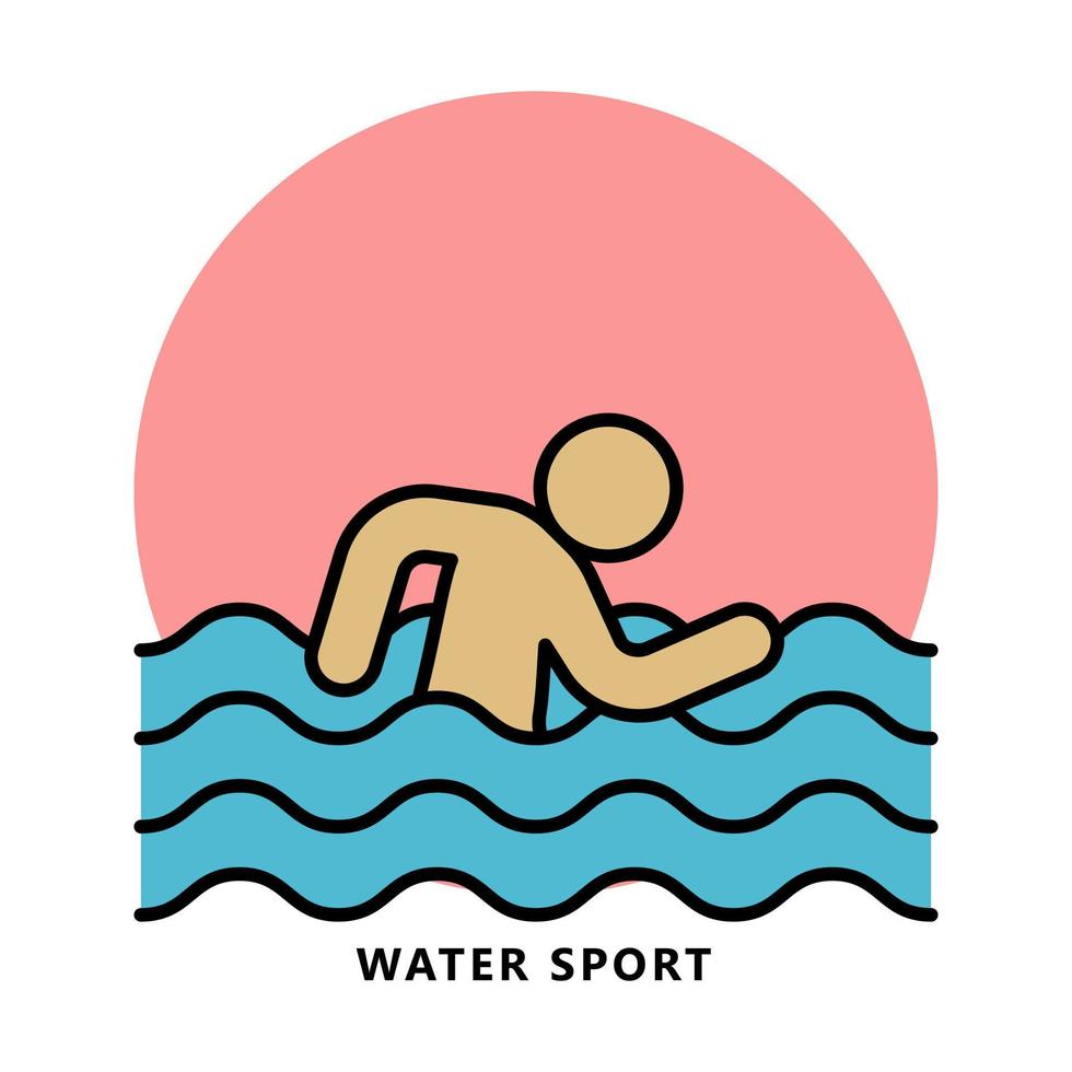 símbolo do ícone do esporte de natação. ilustração de logotipo de exercício atlético de nadador vetor