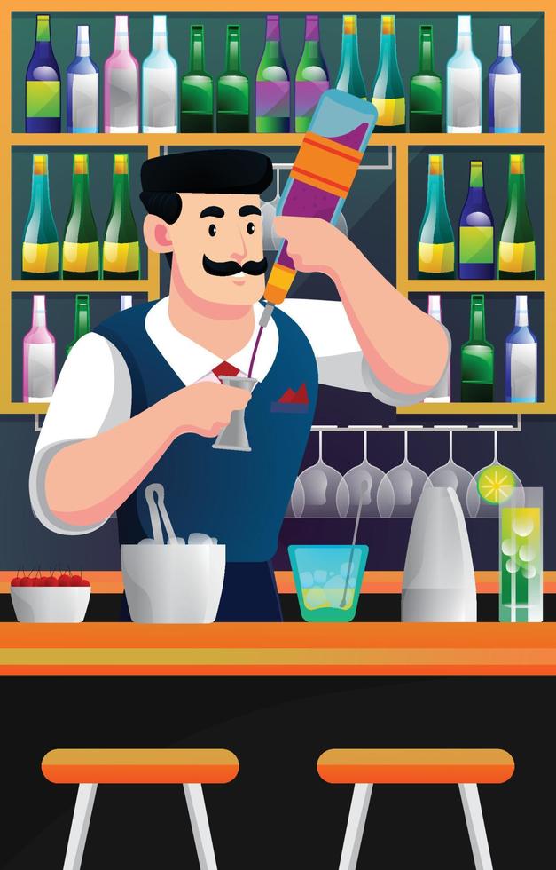 conceito de personagem de barman vetor