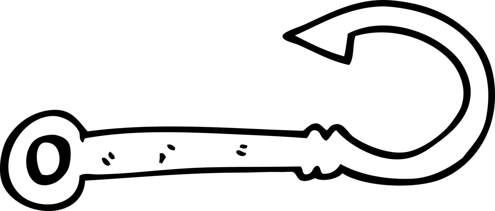 gancho de peixe de desenho de linha de desenho vetor
