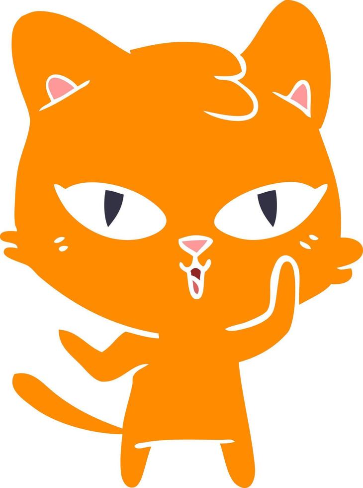 gato de desenho animado de estilo de cor plana vetor