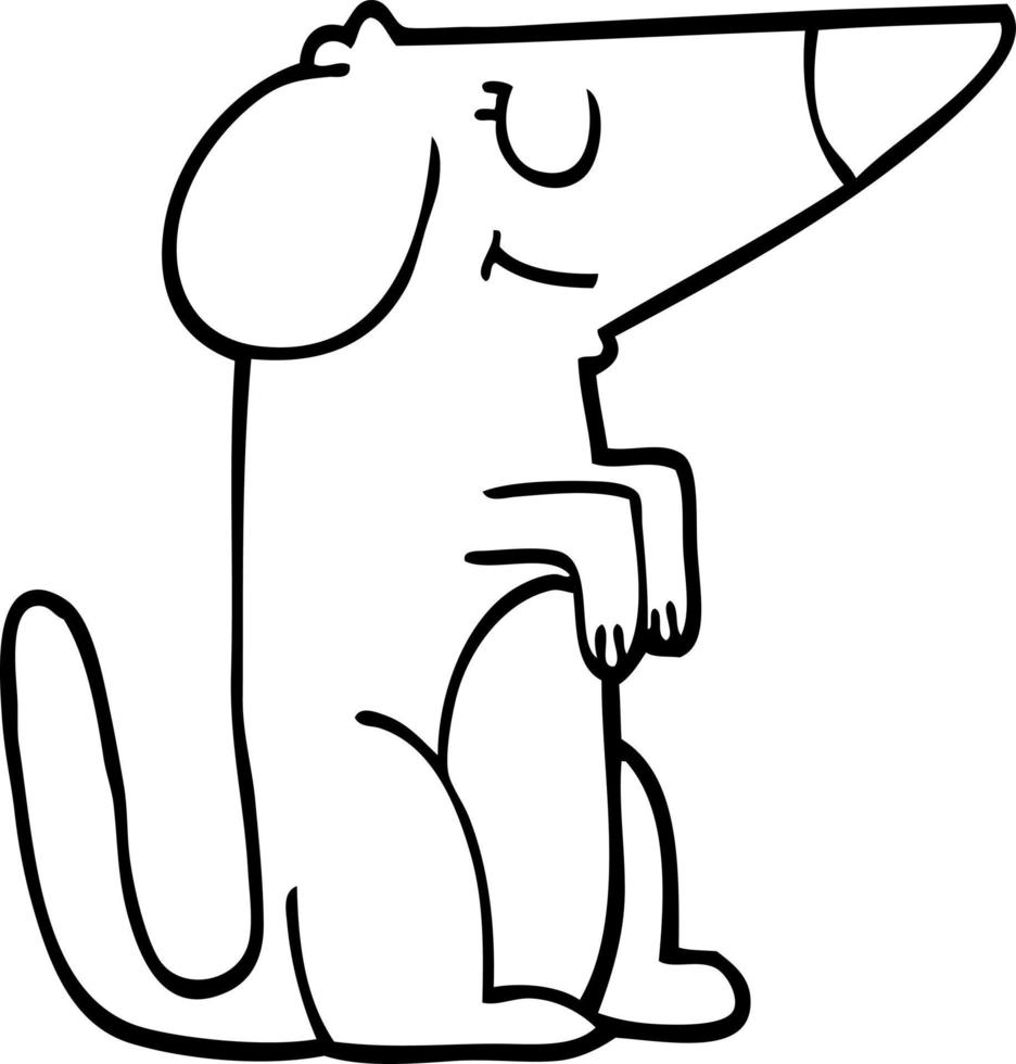 desenho de linha cão de desenho animado vetor