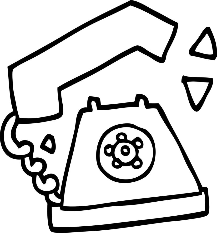 telefone retrô de desenho de linha vetor