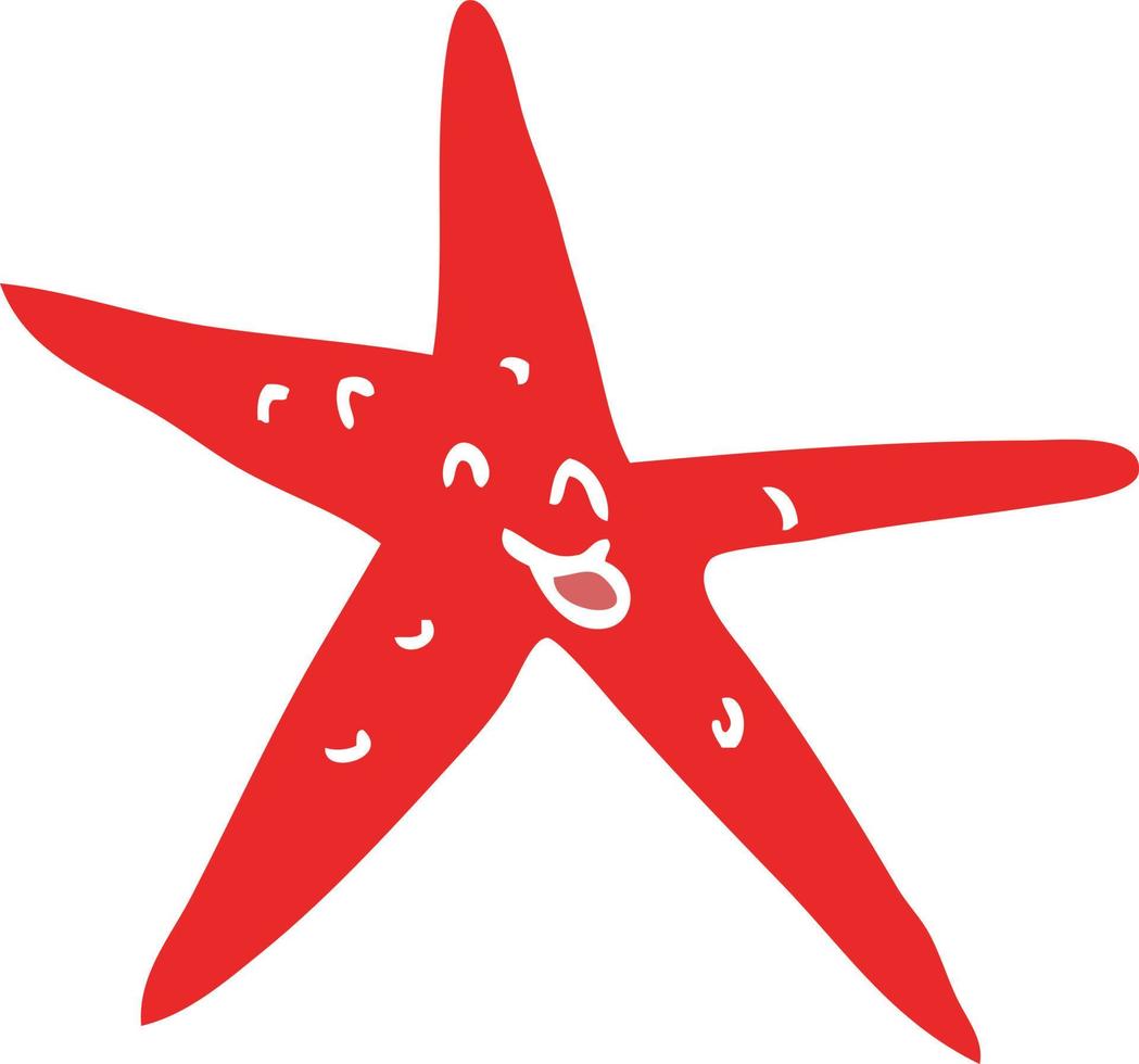 doodle feliz peixe estrela dos desenhos animados vetor