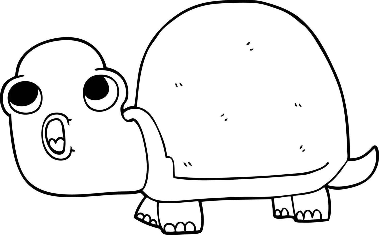 desenho de linha desenho animado tartaruga chocada vetor
