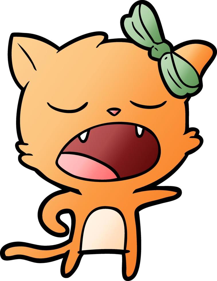 desenho animado gato bocejando vetor