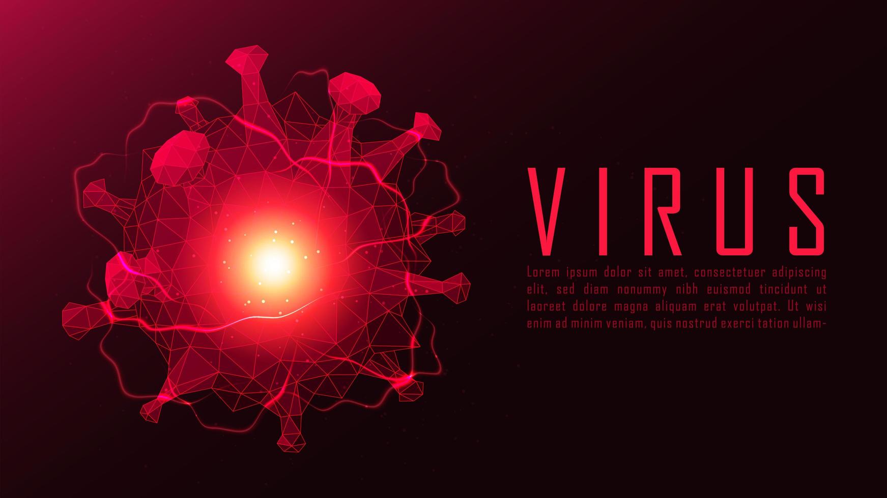 cartaz de célula de vírus de polígono elétrico vermelho vetor