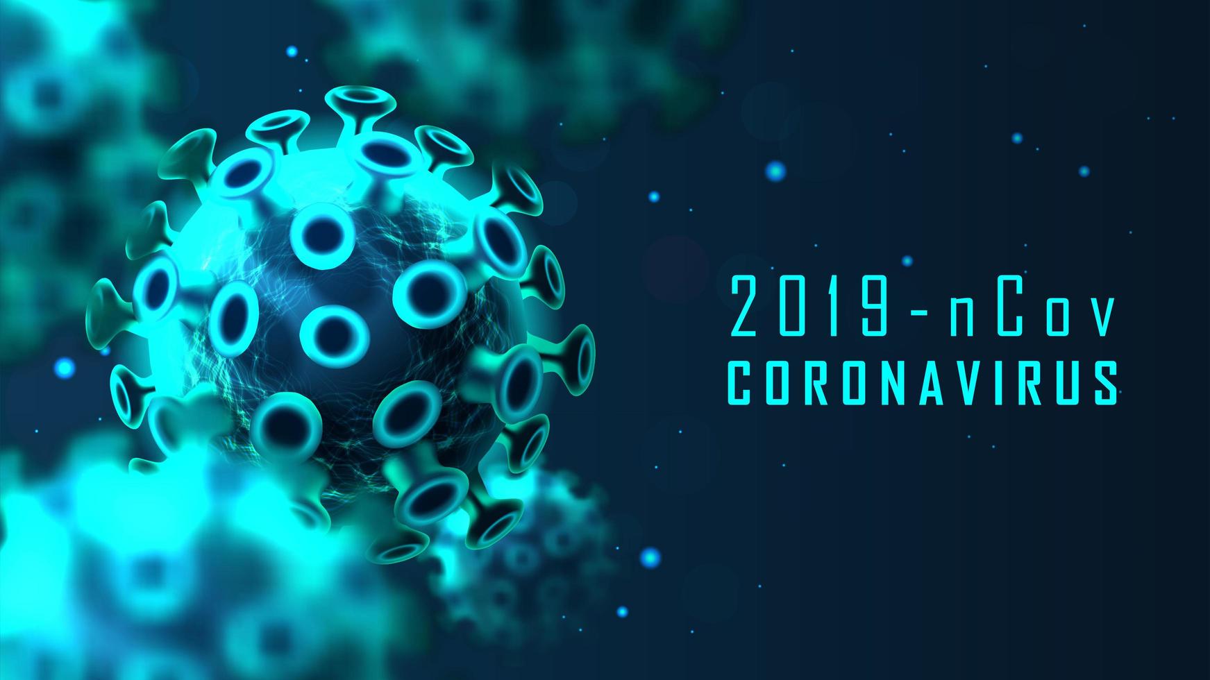 banner de célula de coronavírus azul brilhante vetor