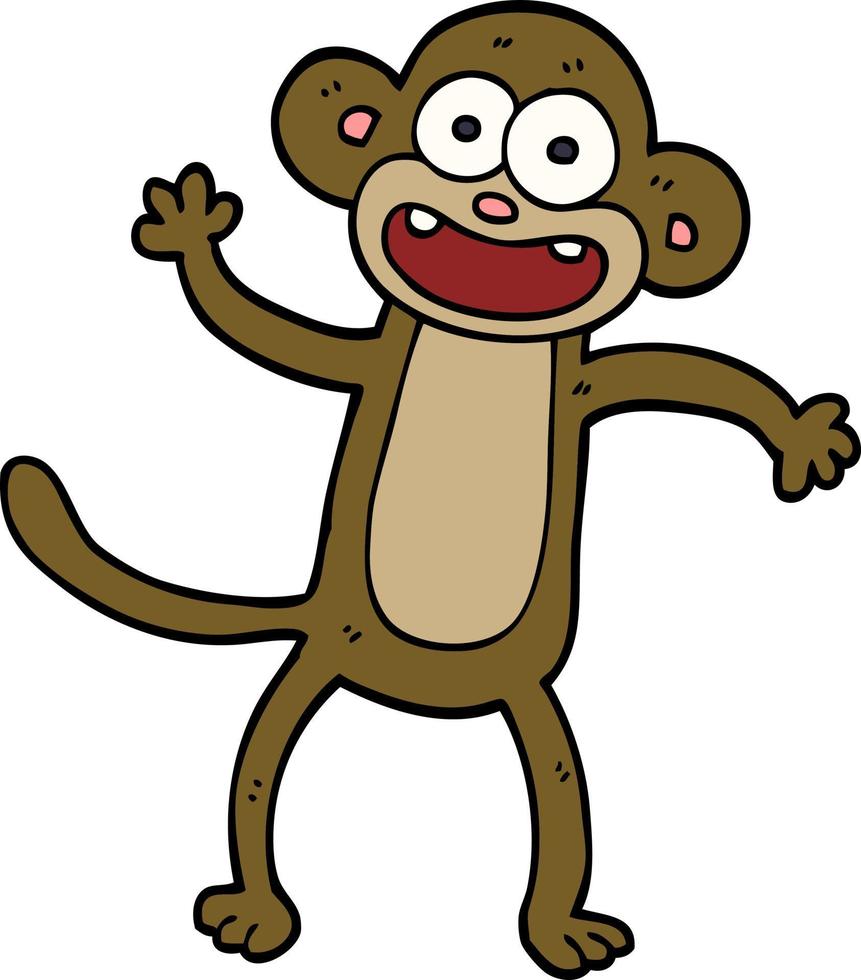 macaco acenando de desenho animado vetor