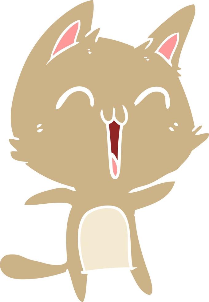 gato de desenho animado de estilo de cor plana feliz vetor