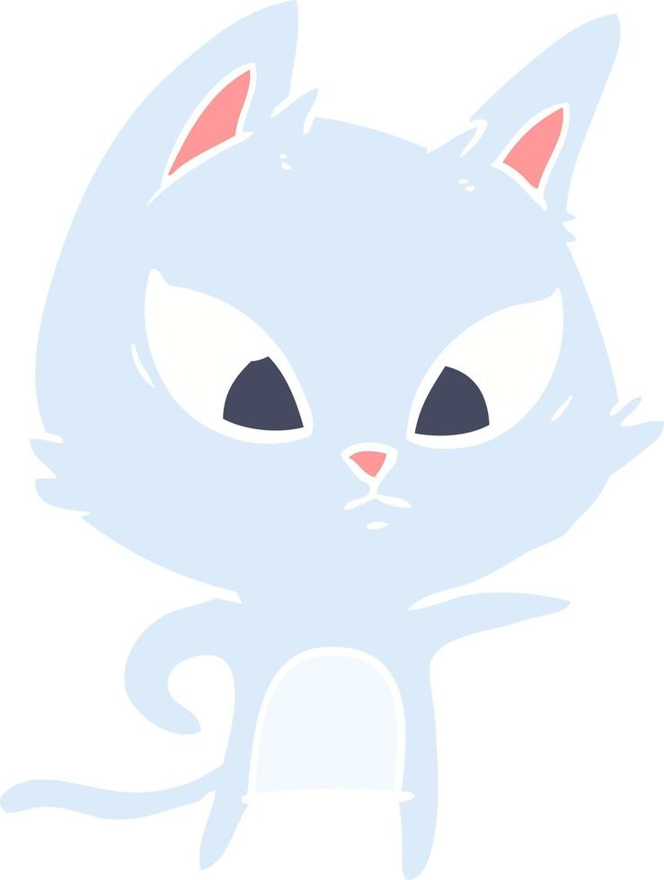 gato de desenho animado de estilo de cor plana confuso vetor