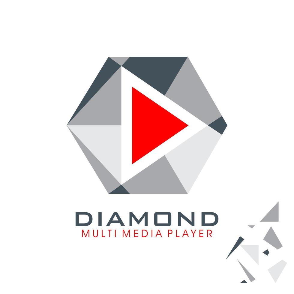 logotipo do player multimídia com tema de diamante vetor