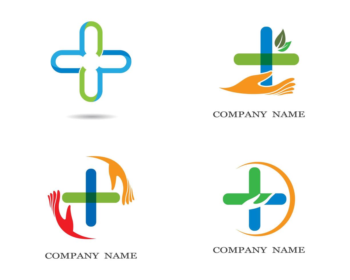 conjunto de logotipo médico multicolor vetor