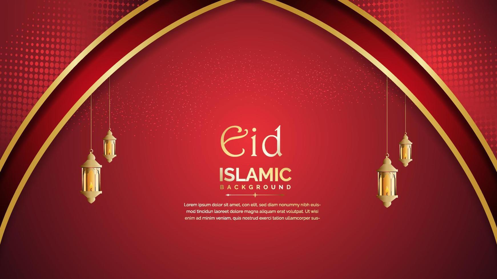 fundo de design islâmico de cor dourada e vermelha árabe elegante vetor