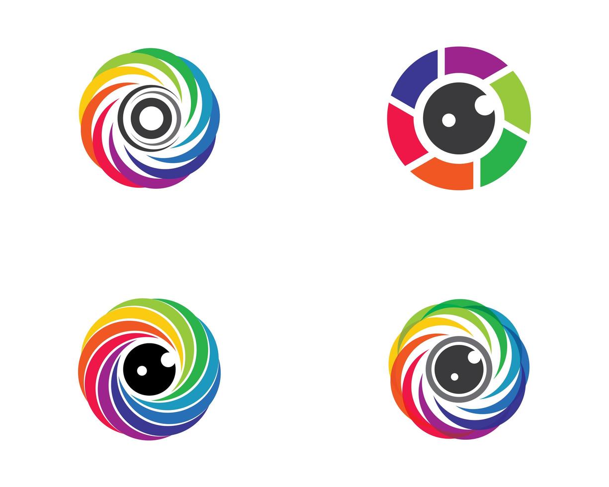 logotipos coloridos do obturador da câmera vetor