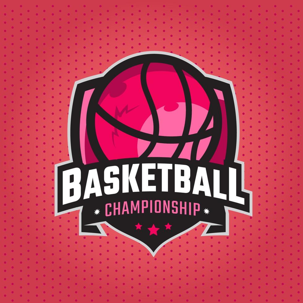design de logotipo de esportes de basquete com vetor de escudo