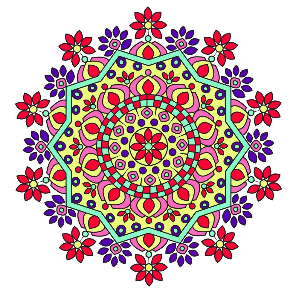design de mandala floral colorido vetor